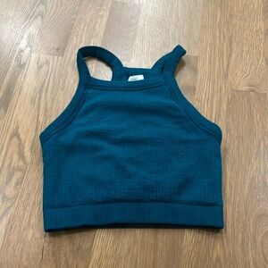 NWT Fabletics Women's Dawn Seamless Bra Blue Green Rayon Blend Sports Bra